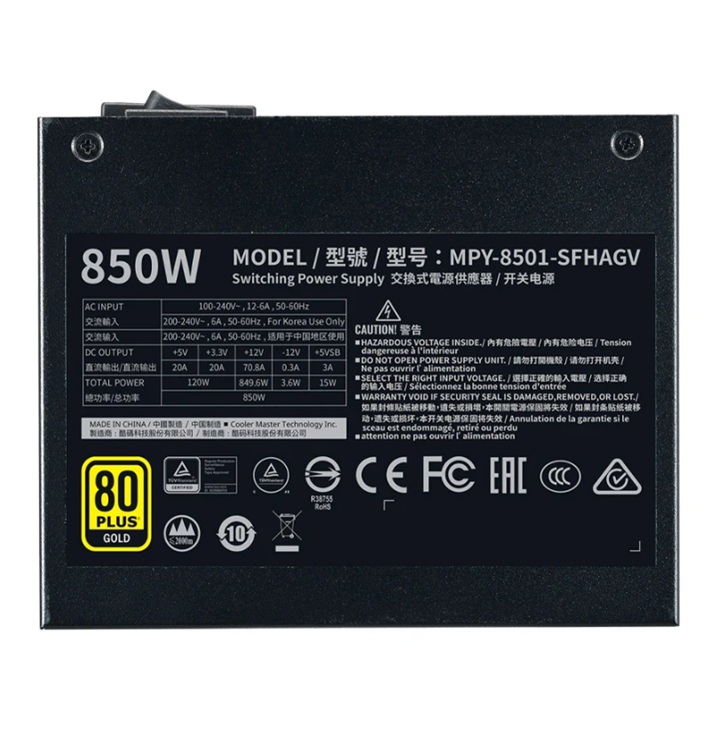 NGUỒN MÁY TÍNH COOLER MASTER V850 SFX GOLD 850W 80 PLUS GOLD FULL MODULAR