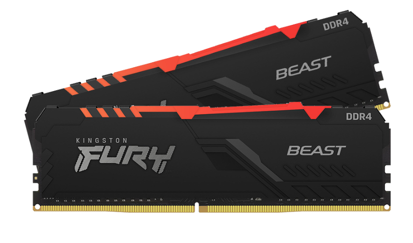 BỘ NHỚ MÁY TÍNH KINGSTON FURY BEAST RGB 16GB (2 X 8GB) DDR4 3600MHz
