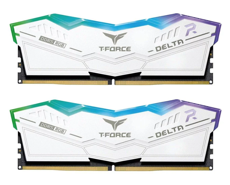 BỘ NHỚ MÁY TÍNH TEAM T-FORCE DELTA WHITE RGB 64GB (2 X 32GB) DDR5 5600MHz